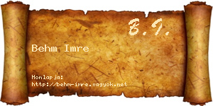 Behm Imre névjegykártya